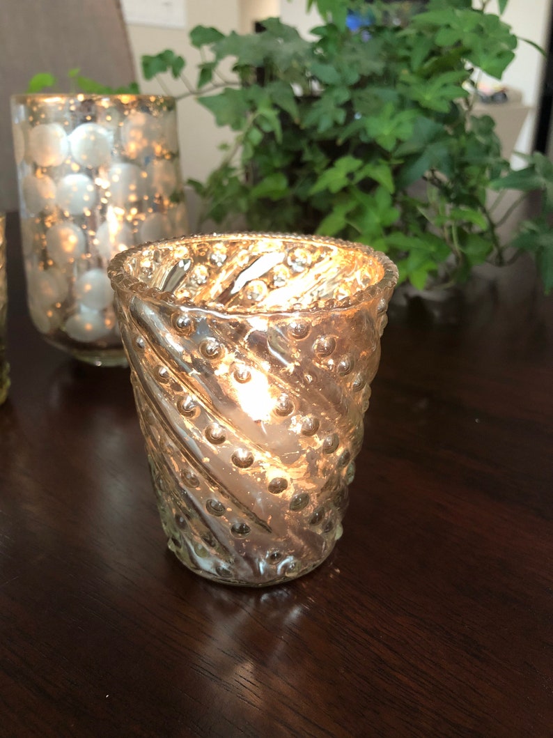 Glass Votive Candle Holders 3 Styles Diamond Pattern or Mercury Style Tablescaping Home Decor Vintage Inspired Weddings, Parties image 4