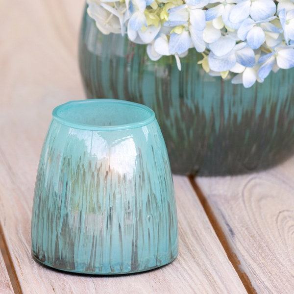 Caspian Glass Vase or Votive Holder - Coastal Teal - Floral - Home Decorating, Candles, Flowers, Floral Design, Tablescaping, Weddings