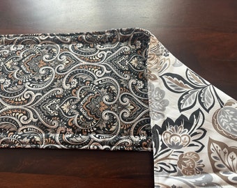 Hot Pad Table Runners and Square Pads- 3 Styles - Pewter Forest with 3 Neutral Back Choices  - Fabric Trivet - Kitchen, Dining