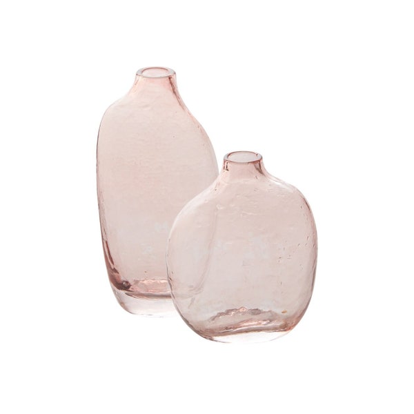 Light Pink Glass Bud Vases - 2 sizes - Home and Office Decor - Weddings, Parties, Tablescaping, Floral Design