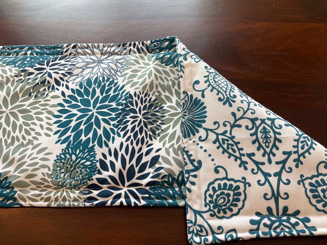 Hot Pad Table Runners or Square Pads Blue Garden Blooms and Forest