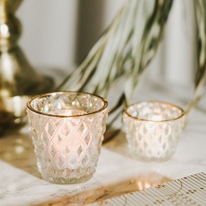 Glass Votive Candle Holders 3 Styles Diamond Pattern or Mercury Style Tablescaping Home Decor Vintage Inspired Weddings, Parties image 7