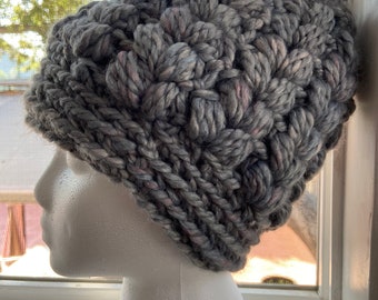 Gray knitted hat