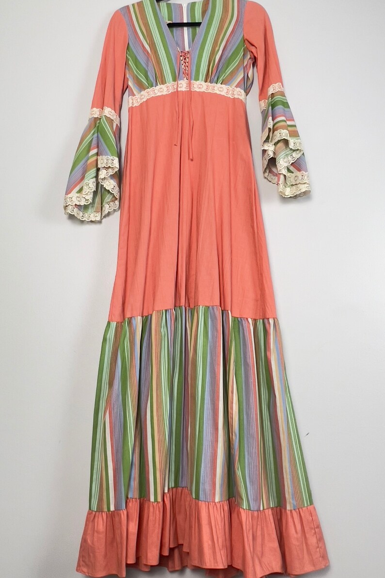 70s Hippie Prairie Dress California Made, Boho Vintage Gunne Sax Style