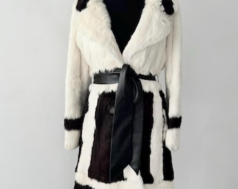 Color-Block Mod 60s Vintage Paneled Luxury Fur Coat