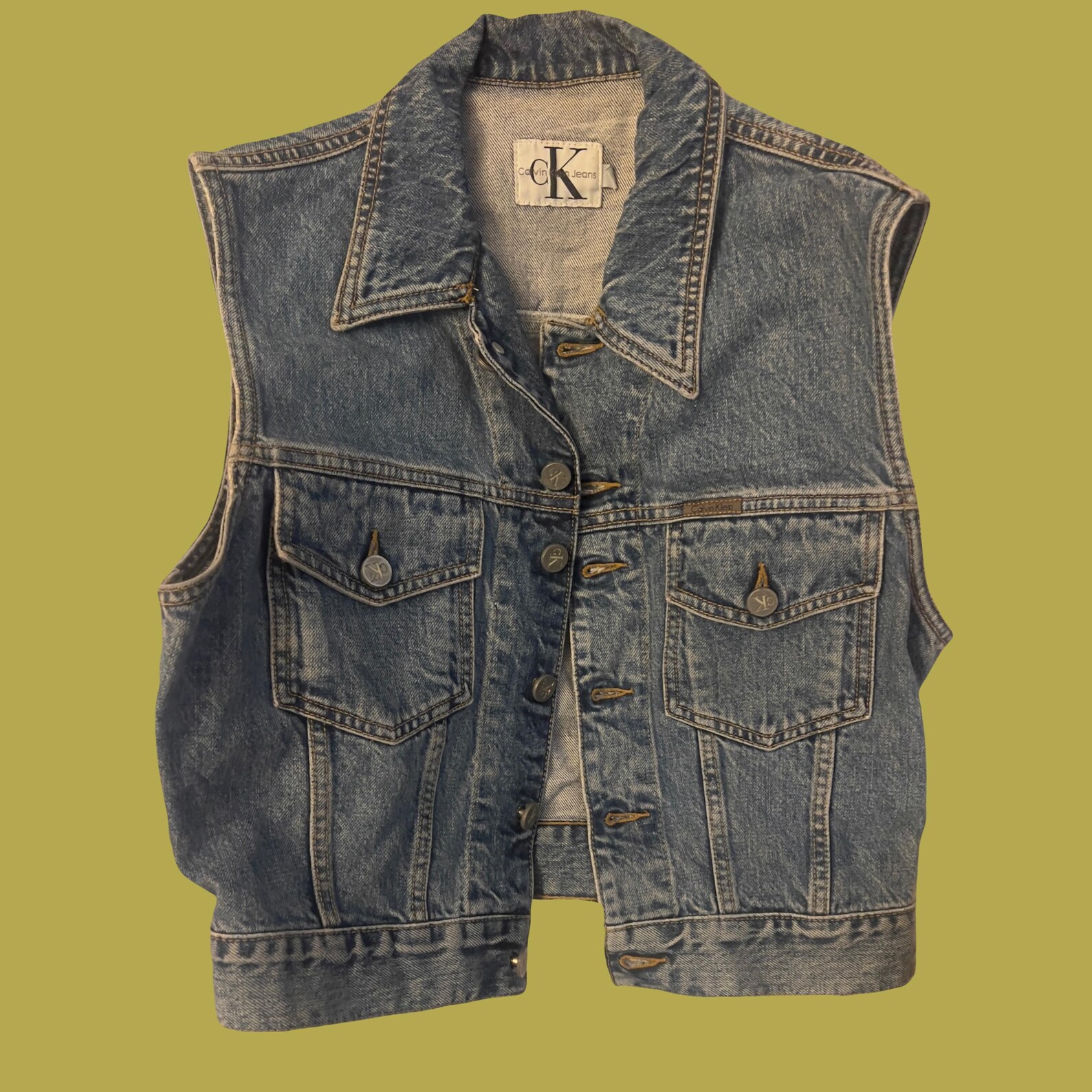 80s-90'S Calvin Klein Sport denim coverall made in USA, men's size L, vintage / eaa513637
