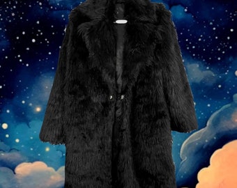 Black Faux Shag Fur Groovy Oversized Coat