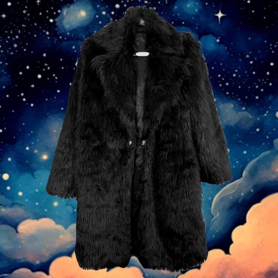Black Faux Shag Fur Groovy Oversized Coat
