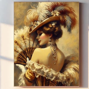 Radiance in Ruffles, Cabaret, Regency Style Painting, French Woman Art, Printable Art, Wall Art, Digital Download, Home Decor, Poster