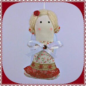 Christmas Angel Ornament, Burgundy Christmas Ornament, Decoration, Figurine, Doll, Handmade Fabric Felt Decor, Home Holiday