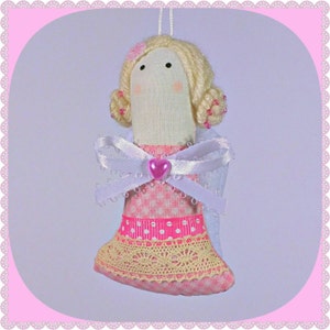 Christmas Angel Ornament, Pink Christmas Ornament, Decoration, Figurine, Doll, Handmade Fabric Felt Decoration, Home Holiday
