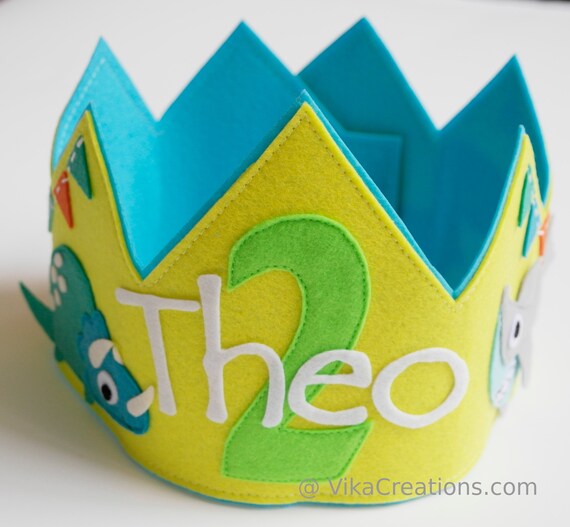 Handmade Dinosaur Crown Dinosaur Birthday Crown - Personalized Dinosaur Crown  main image 3