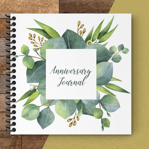 Wedding Anniversary Journal | Eucalyptus Greenery | Personalized Cover Available