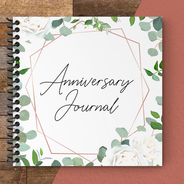 Wedding Anniversary Journal | White Florals | Personalized Cover Available