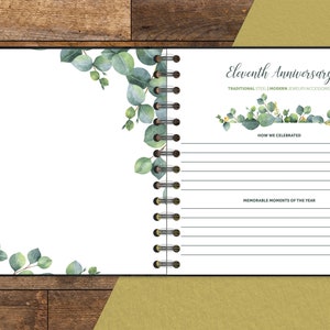 Wedding Anniversary Journal Eucalyptus Greenery Personalized Cover Available image 5