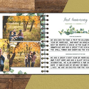 Wedding Anniversary Journal Eucalyptus Greenery Personalized Cover Available image 3