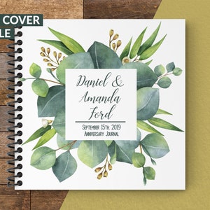 Wedding Anniversary Journal Eucalyptus Greenery Personalized Cover Available image 2