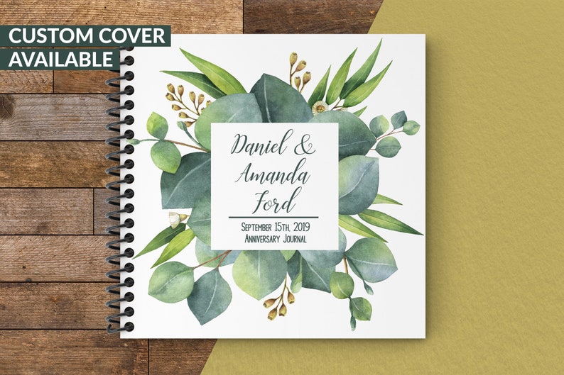 Wedding Anniversary Journal Eucalyptus Greenery Personalized Cover Available image 2