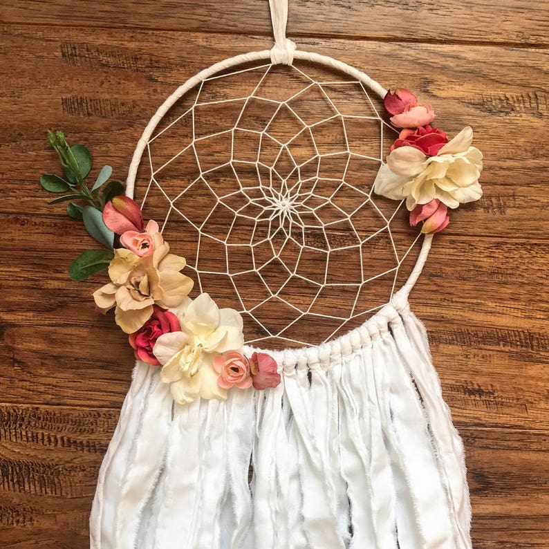 Dreamcatcher Boho Dream Catcher Floral Wall Art Bohemian Etsy