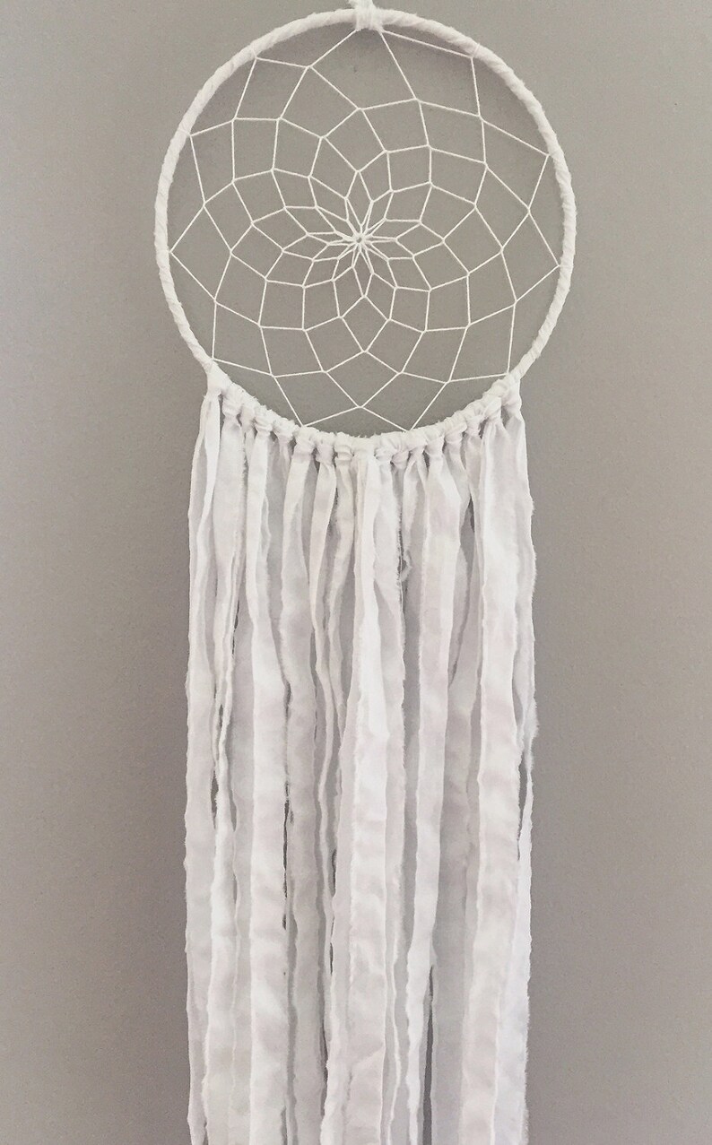 White Dream Catcher Bohemian Dream Catcher Bohemian Wall Etsy