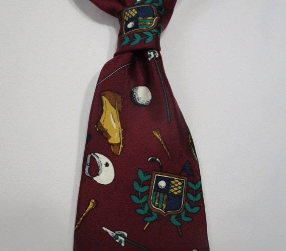 Vintage GANT Silk Necktie Golf Motif | Bag Ball C… - image 1