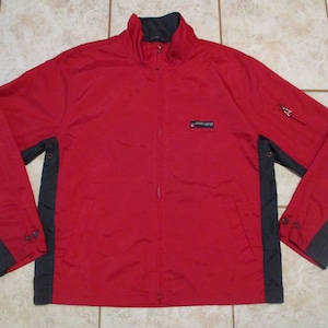 Vintage 90's Tommy Hilfiger Tommy Jeans Red Lightweight Jacket With Sleeve Stash Pocket Size M