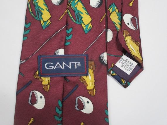 Vintage GANT Silk Necktie Golf Motif | Bag Ball C… - image 3
