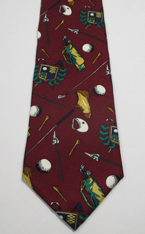 Vintage GANT Silk Necktie Golf Motif | Bag Ball C… - image 2