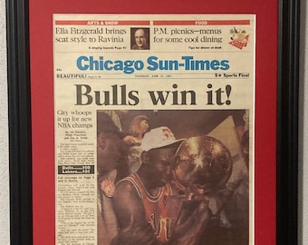 Chicago Bulls - 1991 World Champions - Front Page Newspaper - Matted & Framed