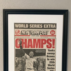 New York Yankees - 1999 World Series Champions - Front Page Newspaper - Matted & Framed