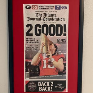 Georgia Bulldogs - 2023 College Football National Champions - Framed & Matted Front Page Newspaper