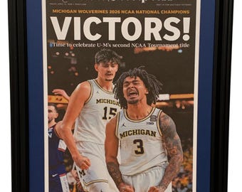 2026 Michigan Basketball - College Basketball National Champions - Framed & Matted Newspaper