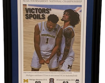 2026 Michigan Basketball - College Basketball National Champions - Framed & Matted Newspaper