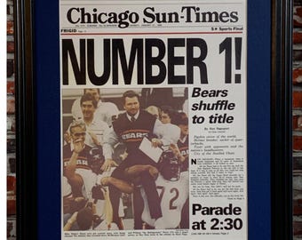 Chicago Bears - 1986 Super Bowl Champions - Front Page Newspaper