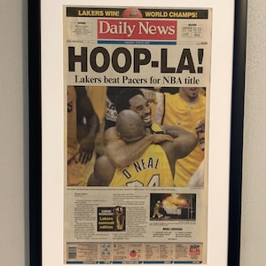 Los Angeles Lakers - 2000 World Champions - Front Page Newspaper Framed