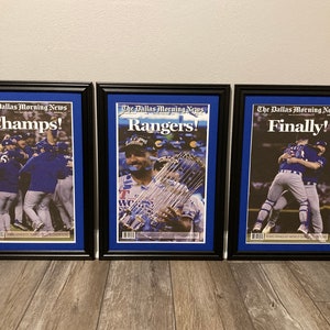 2023 Texas Rangers - World Series Champions - Framed & Matted Front Page Newspaper Print Set