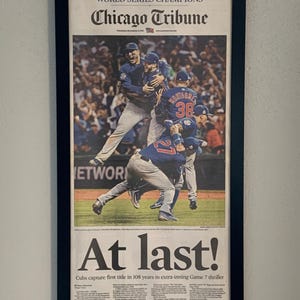 Chicago Cubs - 2016 World Series Champions - Front Page Newspaper Framed