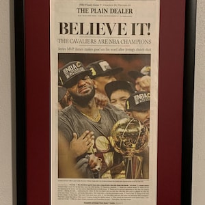 Cleveland Cavaliers - 2016 World Champions - Front Page Newspaper - Matted & Framed