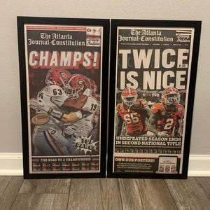 Georgia Bulldogs - 2022 And 2023 College Football National Champions - Front Page Newspaper Set