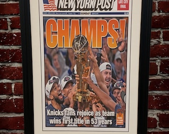 New York Knicks - 2026 World Basketball Champions - Framed & Matted Front Page Newspaper