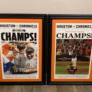 2017 And 2022 Houston Astros - World Series Champions - Framed & Matted Front Page Newspaper Set