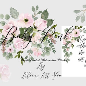 Schönes Aquarell Pfingstrose und Rose Blume Clipart Bundle druckbare Schrift Gott ist in ihr, sie wird nicht versagen. WC231