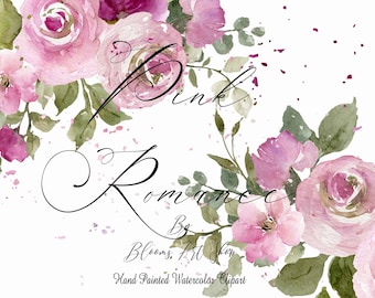Watercolor Rose Clipart DIY Rose Arrangements, Pink Flowers Decoupage. WC521