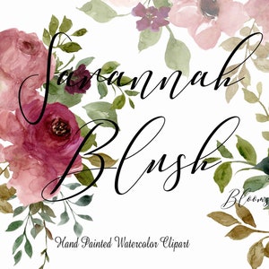 Watercolor Peonies Clipart: Pink Rose Floral Bouquet (Digital Download) WC375