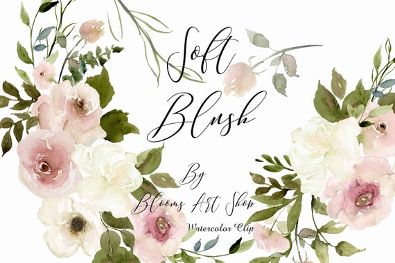 Blush With White Rose Clip Art Set Blush Rose Bouquet Soft Etsy