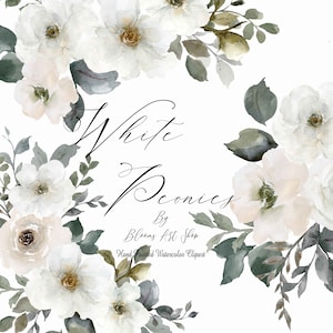 Roses blanches aquarelles Clipart Clipart floral aquarelle Rose blanche fleurs bouquets Clipart Rose ensemble png Clipart numérique. WC551