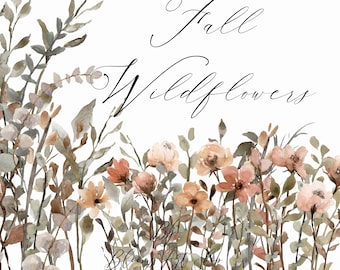Wildflower Clipart: Florals Neutral Rustic Brown Flower Bouquet Clipart Wedding & Branding.