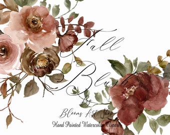 Brown Peony Rose Clipart: Cinnamon Floral Bouquet (Digital Download) WC393