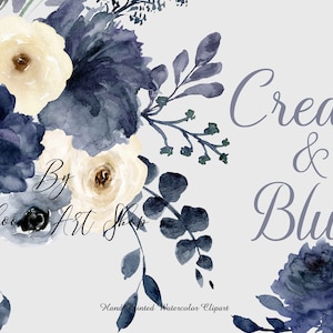 Navy Blue Peony Bouquet Clipart, Navy Blue Wedding Rose Clipart DIY Invitation. WC329