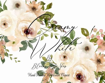 Creamy White Blush Rose Bouquets with Clip Art Wedding Creamy White Roses Wedding Blush Rose Clip Art Stationary. WC366
